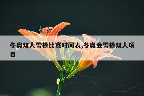 冬奥双人雪橇比赛时间表,冬奥会雪橇双人项目