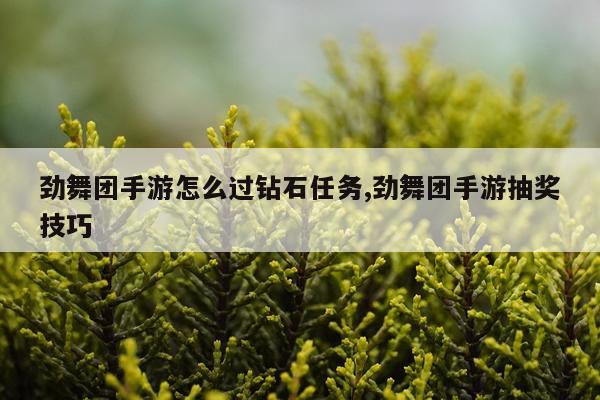 劲舞团手游怎么过钻石任务,劲舞团手游抽奖技巧