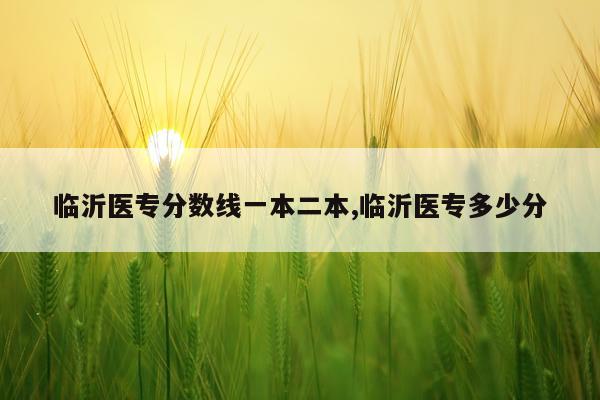 临沂医专分数线一本二本,临沂医专多少分