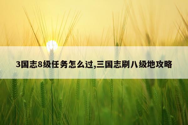3国志8级任务怎么过,三国志刷八级地攻略