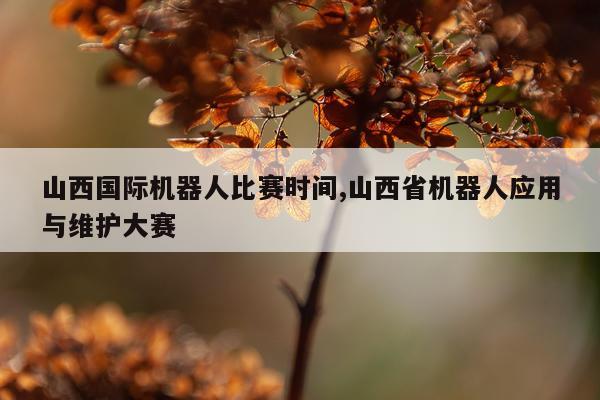 山西国际机器人比赛时间,山西省机器人应用与维护大赛