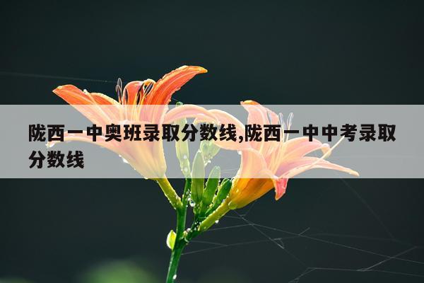 陇西一中奥班录取分数线,陇西一中中考录取分数线