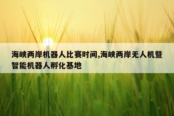 海峡两岸机器人比赛时间,海峡两岸无人机暨智能机器人孵化基地