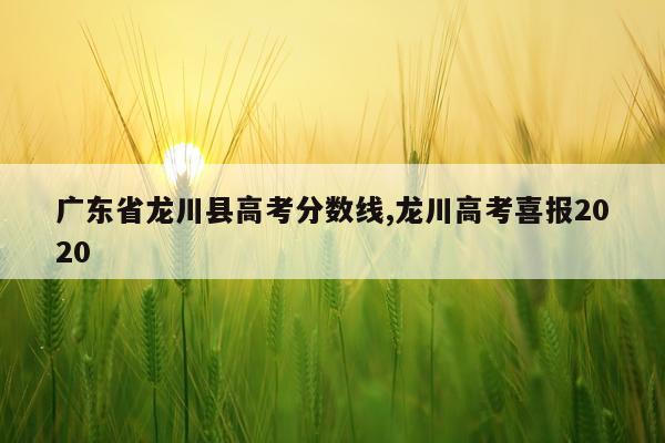 广东省龙川县高考分数线,龙川高考喜报2020