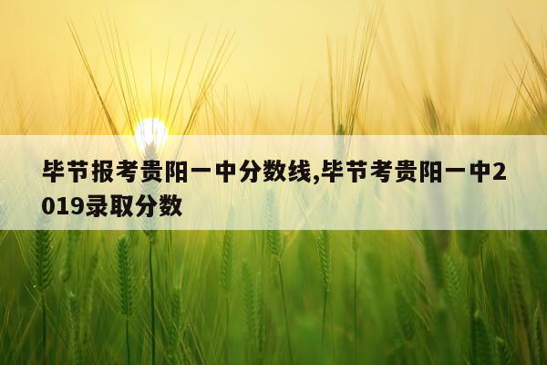 毕节报考贵阳一中分数线,毕节考贵阳一中2019录取分数