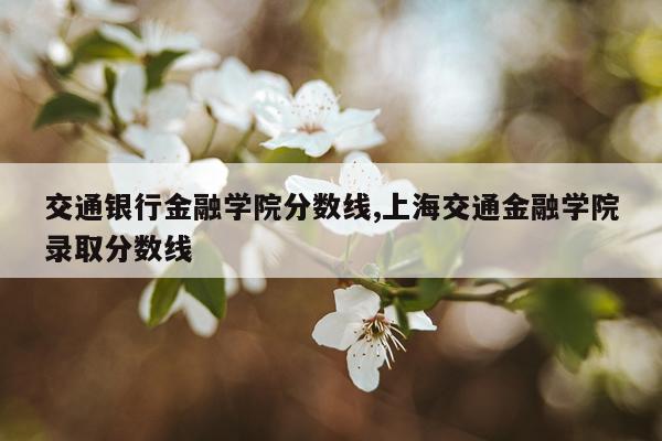 交通银行金融学院分数线,上海交通金融学院录取分数线