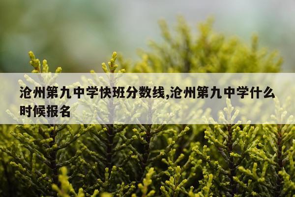 沧州第九中学快班分数线,沧州第九中学什么时候报名