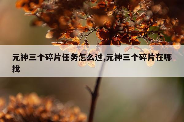 元神三个碎片任务怎么过,元神三个碎片在哪找