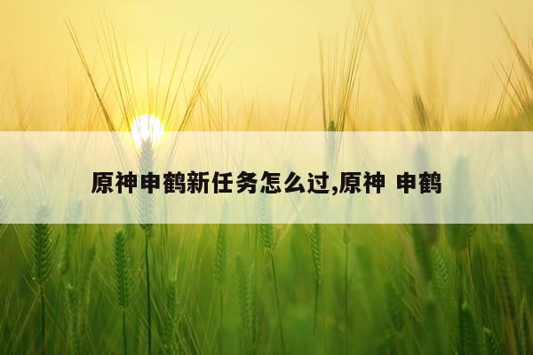原神申鹤新任务怎么过,原神 申鹤