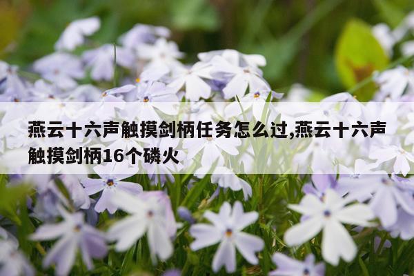 燕云十六声触摸剑柄任务怎么过,燕云十六声触摸剑柄16个磷火