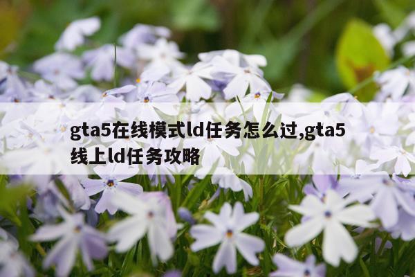 gta5在线模式ld任务怎么过,gta5线上ld任务攻略