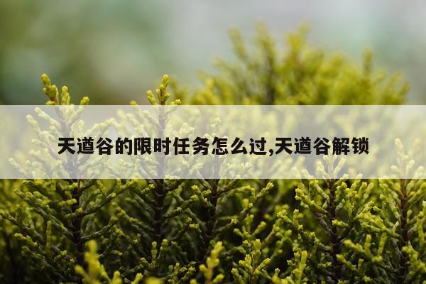 天遒谷的限时任务怎么过,天遒谷解锁