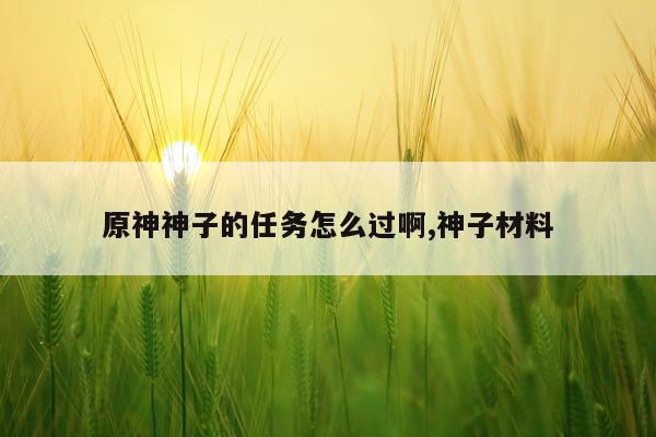原神神子的任务怎么过啊,神子材料