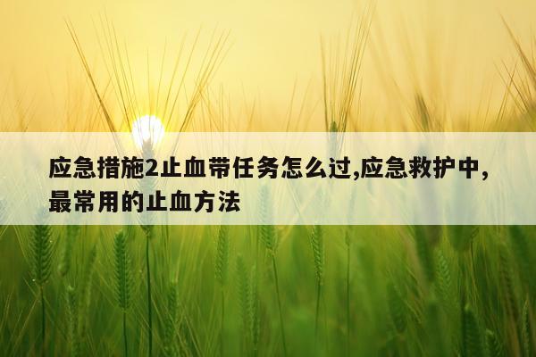 应急措施2止血带任务怎么过,应急救护中,最常用的止血方法