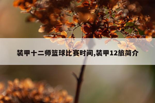 装甲十二师篮球比赛时间,装甲12旅简介