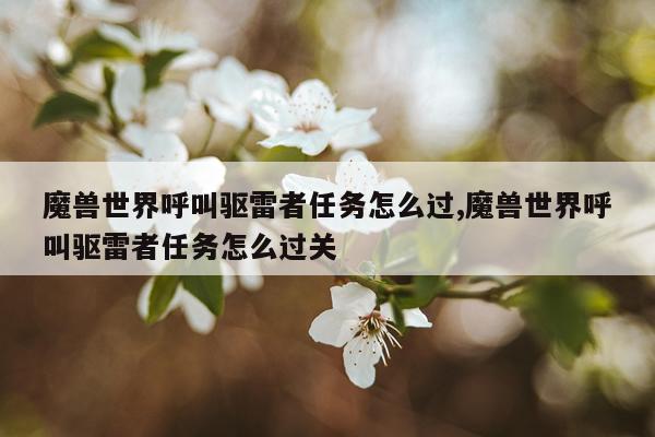 魔兽世界呼叫驱雷者任务怎么过,魔兽世界呼叫驱雷者任务怎么过关