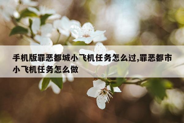 手机版罪恶都城小飞机任务怎么过,罪恶都市小飞机任务怎么做