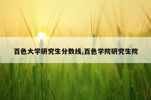 百色大学研究生分数线,百色学院研究生院