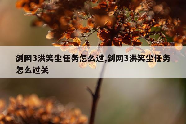 剑网3洪笑尘任务怎么过,剑网3洪笑尘任务怎么过关