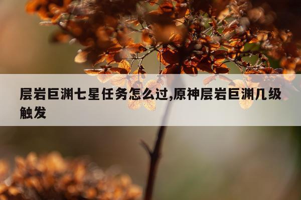 层岩巨渊七星任务怎么过,原神层岩巨渊几级触发