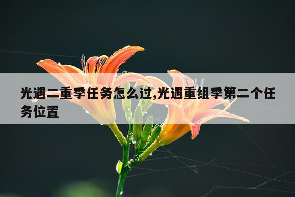 光遇二重季任务怎么过,光遇重组季第二个任务位置