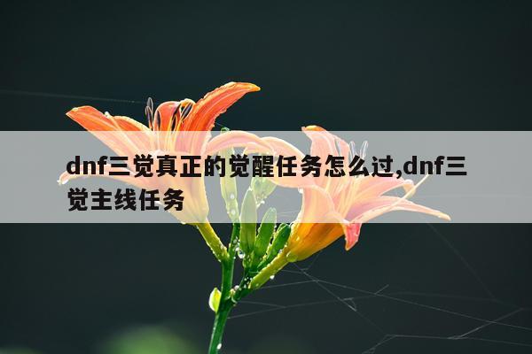 dnf三觉真正的觉醒任务怎么过,dnf三觉主线任务