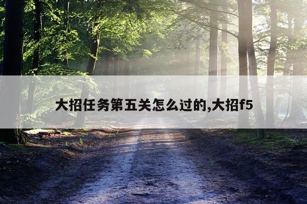 大招任务第五关怎么过的,大招f5