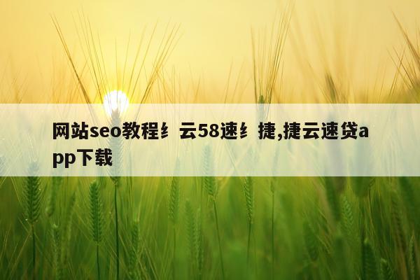 网站seo教程纟云58速纟捷,捷云速贷app下载