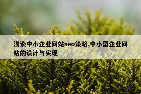 浅谈中小企业网站seo策略,中小型企业网站的设计与实现