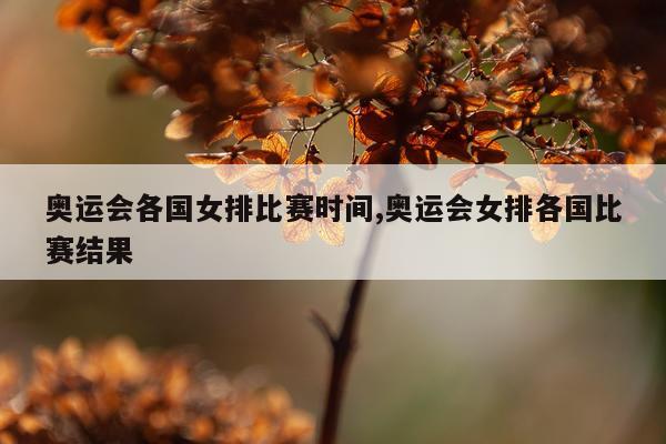 奥运会各国女排比赛时间,奥运会女排各国比赛结果