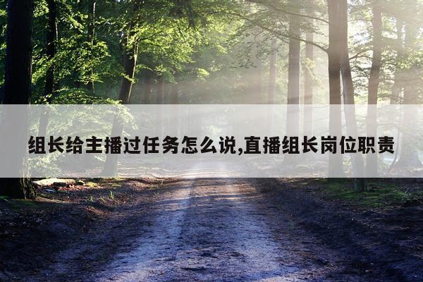 组长给主播过任务怎么说,直播组长岗位职责
