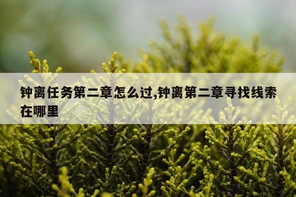 钟离任务第二章怎么过,钟离第二章寻找线索在哪里