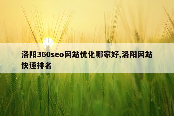 洛阳360seo网站优化哪家好,洛阳网站快速排名