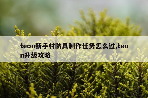 teon新手村防具制作任务怎么过,teon升级攻略