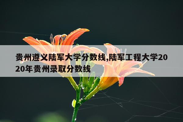 贵州遵义陆军大学分数线,陆军工程大学2020年贵州录取分数线