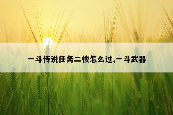 一斗传说任务二楼怎么过,一斗武器